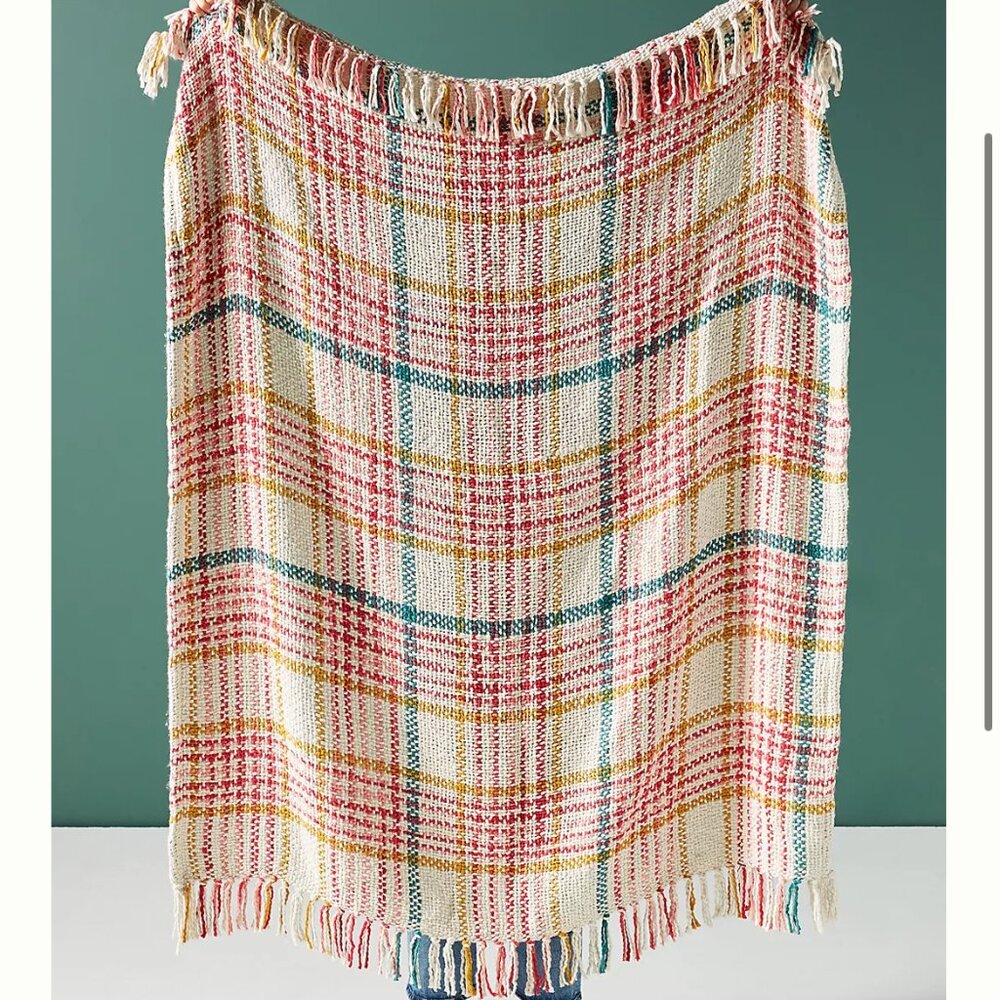 Anthropologie Multicolor Plaid Throw Blanket